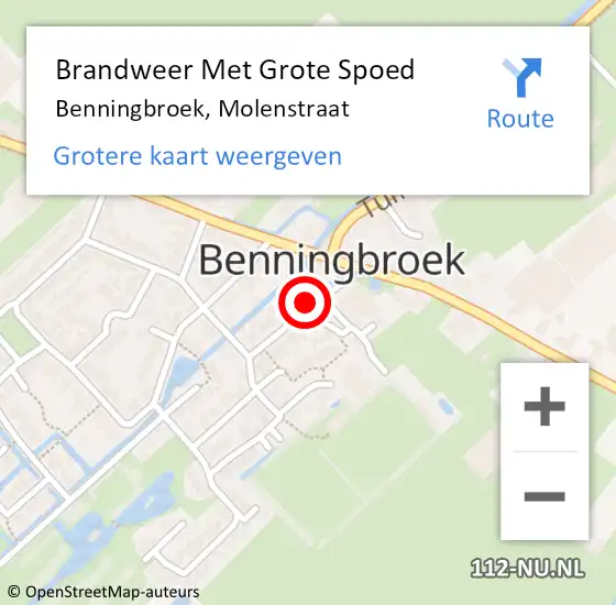 Locatie op kaart van de 112 melding: Brandweer Met Grote Spoed Naar Benningbroek, Molenstraat op 26 april 2019 09:07