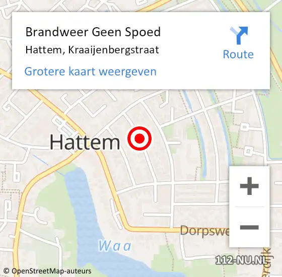 Locatie op kaart van de 112 melding: Brandweer Geen Spoed Naar Hattem, Kraaijenbergstraat op 26 april 2019 09:08