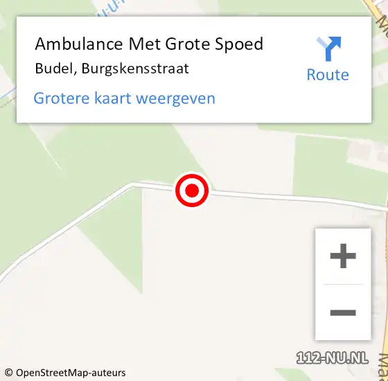 Locatie op kaart van de 112 melding: Ambulance Met Grote Spoed Naar Budel, Burgskensstraat op 26 april 2019 09:23