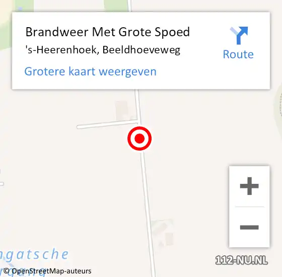 Locatie op kaart van de 112 melding: Brandweer Met Grote Spoed Naar 's-Heerenhoek, Beeldhoeveweg op 26 april 2019 10:01