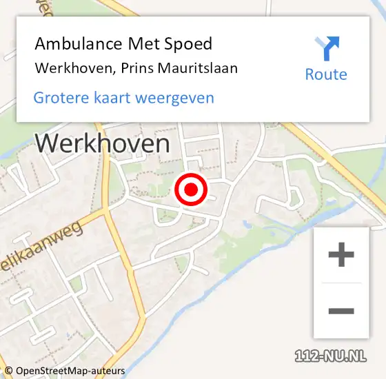 Locatie op kaart van de 112 melding: Ambulance Met Spoed Naar Werkhoven, Prins Mauritslaan op 30 maart 2014 17:09