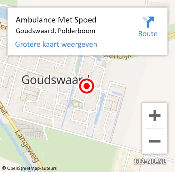 Locatie op kaart van de 112 melding: Ambulance Met Spoed Naar Goudswaard, Polderboom op 26 april 2019 11:24