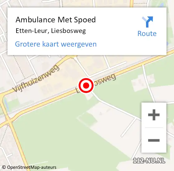Locatie op kaart van de 112 melding: Ambulance Met Spoed Naar Etten-Leur, Liesbosweg op 26 april 2019 12:09