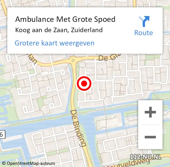 Locatie op kaart van de 112 melding: Ambulance Met Grote Spoed Naar Koog aan de Zaan, Zuiderland op 26 april 2019 13:28