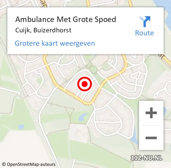 Locatie op kaart van de 112 melding: Ambulance Met Grote Spoed Naar Cuijk, Buizerdhorst op 26 april 2019 13:45