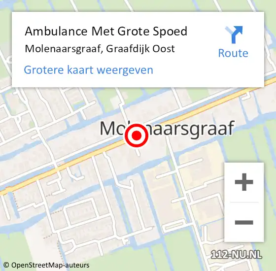 Locatie op kaart van de 112 melding: Ambulance Met Grote Spoed Naar Molenaarsgraaf, Graafdijk Oost op 30 maart 2014 17:39