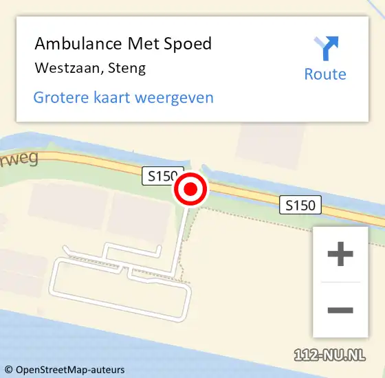 Locatie op kaart van de 112 melding: Ambulance Met Spoed Naar Westzaan, Steng op 26 april 2019 14:04