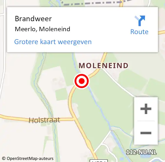 Locatie op kaart van de 112 melding: Brandweer Meerlo, Moleneind op 26 april 2019 14:10