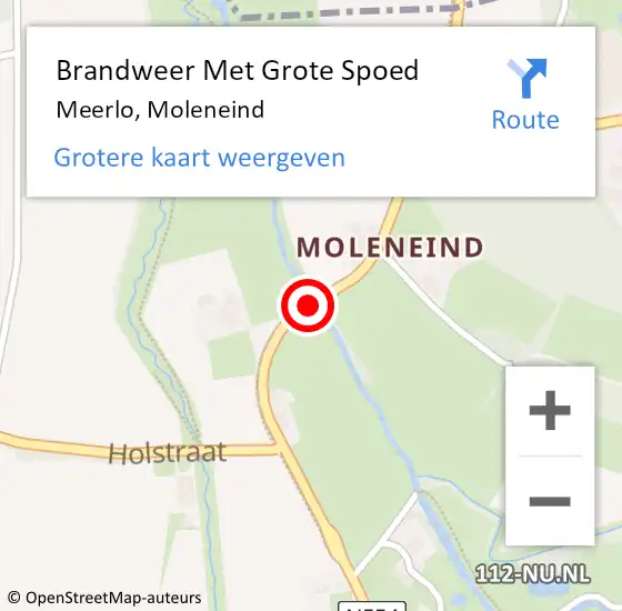 Locatie op kaart van de 112 melding: Brandweer Met Grote Spoed Naar Meerlo, Moleneind op 26 april 2019 14:11