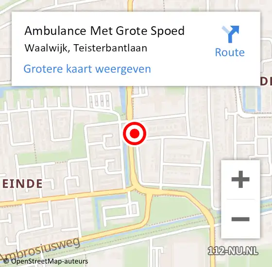 Locatie op kaart van de 112 melding: Ambulance Met Grote Spoed Naar Waalwijk, Teisterbantlaan op 26 april 2019 14:17