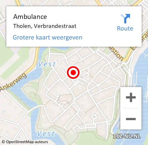 Locatie op kaart van de 112 melding: Ambulance Tholen, Verbrandestraat op 26 april 2019 14:26