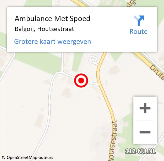 Locatie op kaart van de 112 melding: Ambulance Met Spoed Naar Balgoij, Houtsestraat op 26 april 2019 15:03