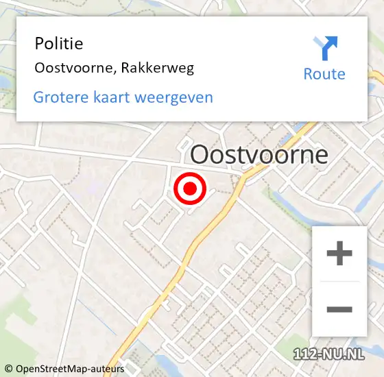 Locatie op kaart van de 112 melding: Politie Oostvoorne, Rakkerweg op 26 april 2019 15:13