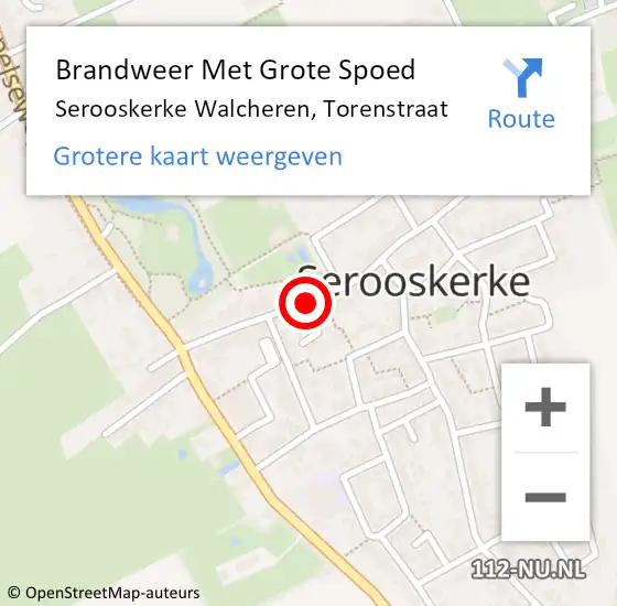 Locatie op kaart van de 112 melding: Brandweer Met Grote Spoed Naar Serooskerke Walcheren, Torenstraat op 30 maart 2014 17:52