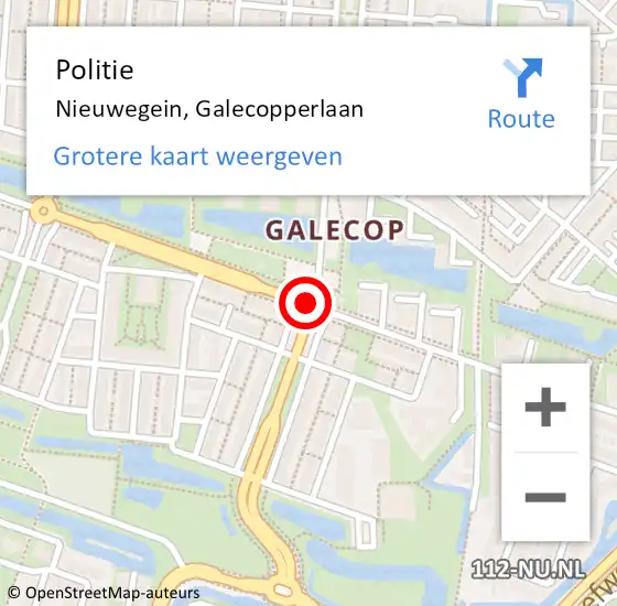 Locatie op kaart van de 112 melding: Politie Nieuwegein, Galecopperlaan op 26 april 2019 15:31