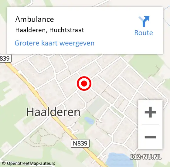 Locatie op kaart van de 112 melding: Ambulance Haalderen, Huchtstraat op 26 april 2019 16:08