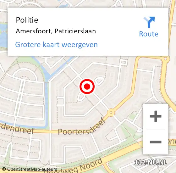 Locatie op kaart van de 112 melding: Politie Amersfoort, Patricierslaan op 26 april 2019 16:11