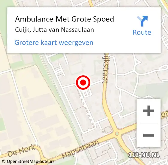 Locatie op kaart van de 112 melding: Ambulance Met Grote Spoed Naar Cuijk, Jutta van Nassaulaan op 26 april 2019 17:28