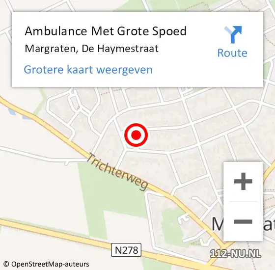 Locatie op kaart van de 112 melding: Ambulance Met Grote Spoed Naar Margraten, De Haymestraat op 27 september 2013 07:23