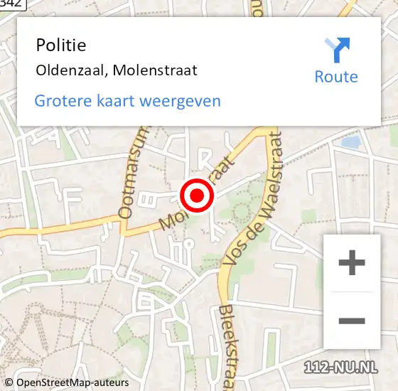 Locatie op kaart van de 112 melding: Politie Oldenzaal, Molenstraat op 26 april 2019 18:48