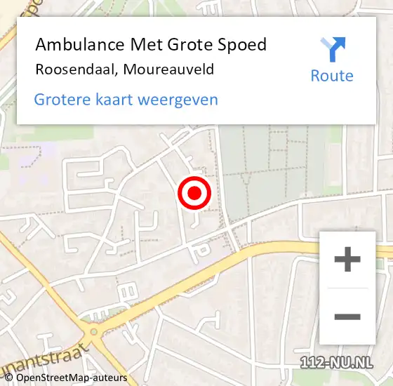 Locatie op kaart van de 112 melding: Ambulance Met Grote Spoed Naar Roosendaal, Moureauveld op 26 april 2019 21:14