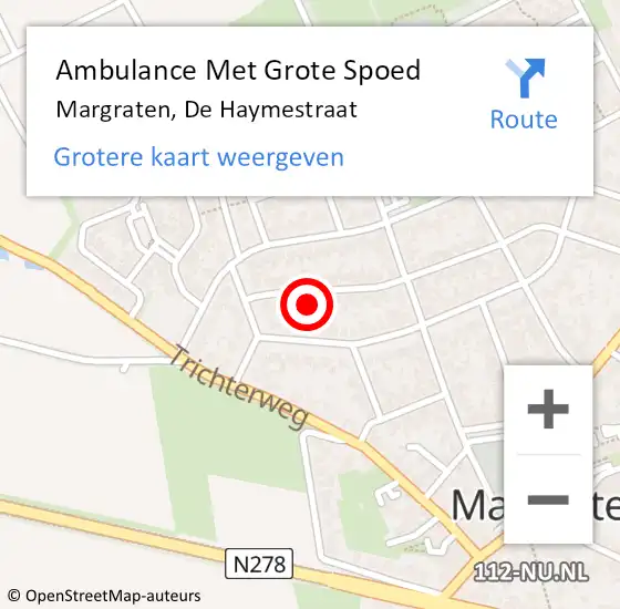 Locatie op kaart van de 112 melding: Ambulance Met Grote Spoed Naar Margraten, De Haymestraat op 27 september 2013 07:27
