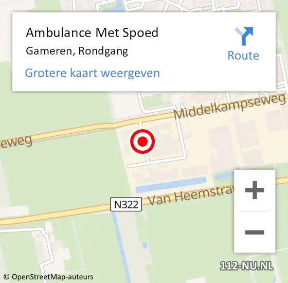 Locatie op kaart van de 112 melding: Ambulance Met Spoed Naar Gameren, Rondgang op 26 april 2019 22:53
