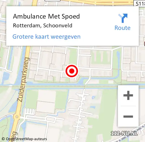 Locatie op kaart van de 112 melding: Ambulance Met Spoed Naar Rotterdam, Schoonveld op 26 april 2019 23:10