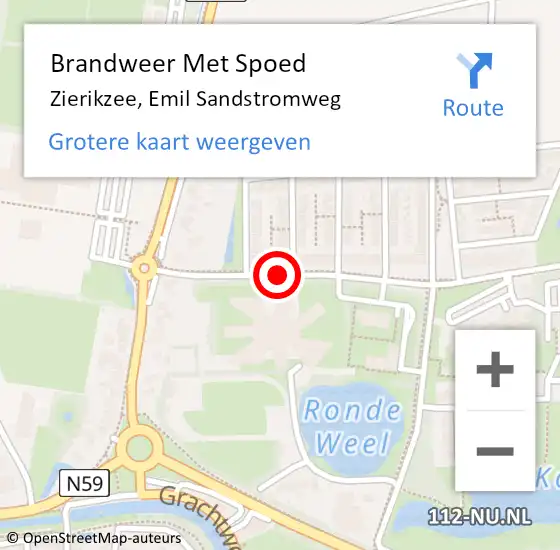 Locatie op kaart van de 112 melding: Brandweer Met Spoed Naar Zierikzee, Emil Sandstromweg op 26 april 2019 23:14