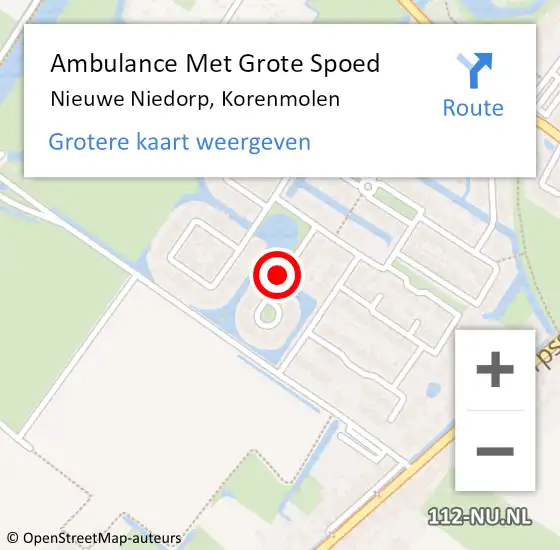 Locatie op kaart van de 112 melding: Ambulance Met Grote Spoed Naar Nieuwe Niedorp, Korenmolen op 26 april 2019 23:35