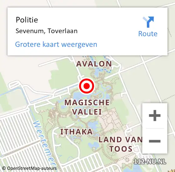 Locatie op kaart van de 112 melding: Politie Sevenum, Toverlaan op 26 april 2019 23:42