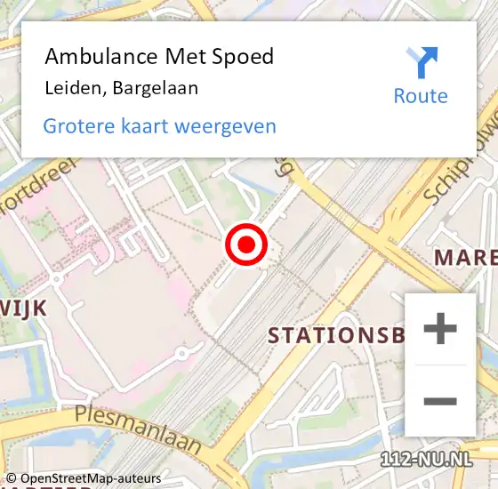 Locatie op kaart van de 112 melding: Ambulance Met Spoed Naar Leiden, Bargelaan op 26 april 2019 23:50