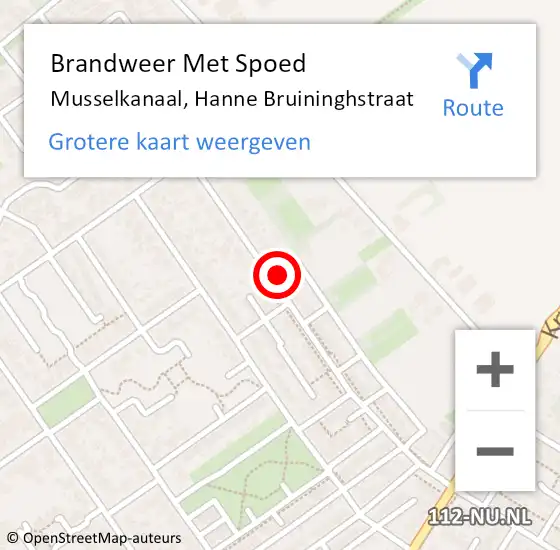 Locatie op kaart van de 112 melding: Brandweer Met Spoed Naar Musselkanaal, Hanne Bruininghstraat op 30 maart 2014 18:48