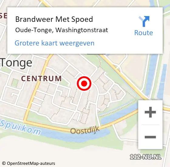 Locatie op kaart van de 112 melding: Brandweer Met Spoed Naar Oude-Tonge, Washingtonstraat op 27 april 2019 01:59