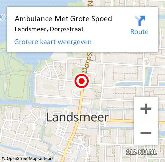 Locatie op kaart van de 112 melding: Ambulance Met Grote Spoed Naar Landsmeer, Dorpsstraat op 27 april 2019 02:37