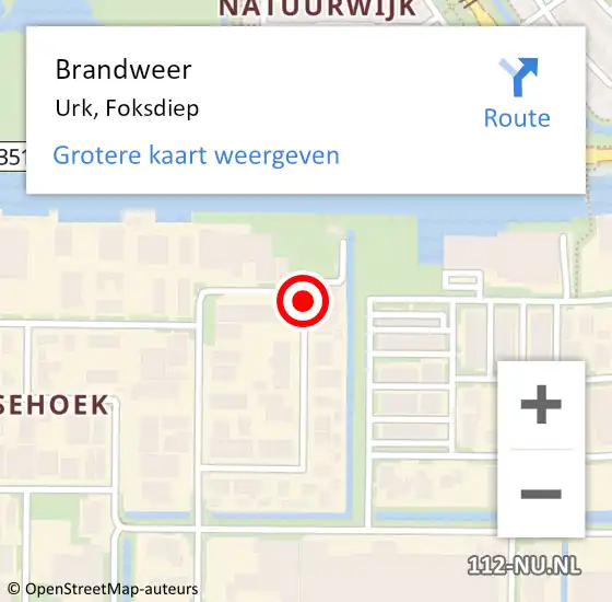 Locatie op kaart van de 112 melding: Brandweer Urk, Foksdiep op 27 april 2019 03:32