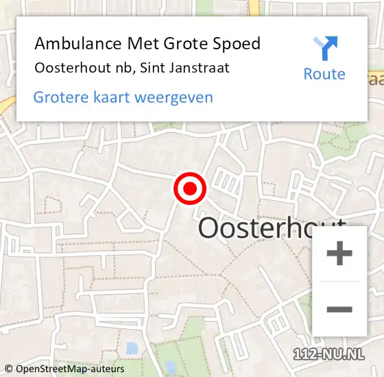 Locatie op kaart van de 112 melding: Ambulance Met Grote Spoed Naar Oosterhout nb, Sint Janstraat op 27 april 2019 04:30