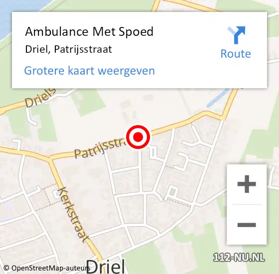 Locatie op kaart van de 112 melding: Ambulance Met Spoed Naar Driel, Patrijsstraat op 27 april 2019 05:56