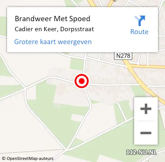 Locatie op kaart van de 112 melding: Brandweer Met Spoed Naar Cadier en Keer, Dorpsstraat op 27 april 2019 06:27