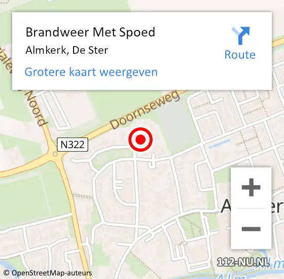 Locatie op kaart van de 112 melding: Brandweer Met Spoed Naar Almkerk, De Ster op 27 april 2019 07:03