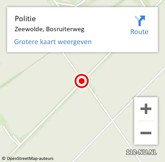 Locatie op kaart van de 112 melding: Politie Zeewolde, Bosruiterweg op 27 april 2019 07:33