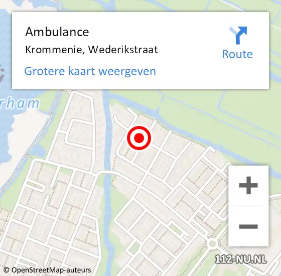 Locatie op kaart van de 112 melding: Ambulance Krommenie, Wederikstraat op 27 april 2019 07:42