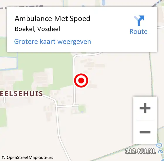 Locatie op kaart van de 112 melding: Ambulance Met Spoed Naar Boekel, Vosdeel op 27 september 2013 07:33