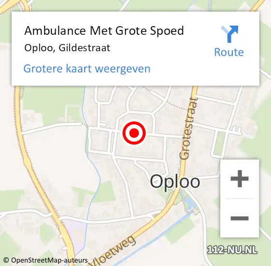 Locatie op kaart van de 112 melding: Ambulance Met Grote Spoed Naar Oploo, Gildestraat op 27 april 2019 08:42