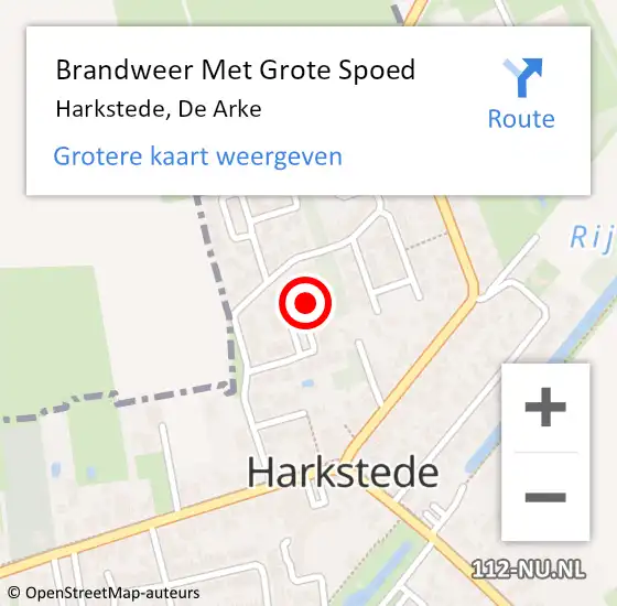 Locatie op kaart van de 112 melding: Brandweer Met Grote Spoed Naar Harkstede, De Arke op 30 maart 2014 19:18