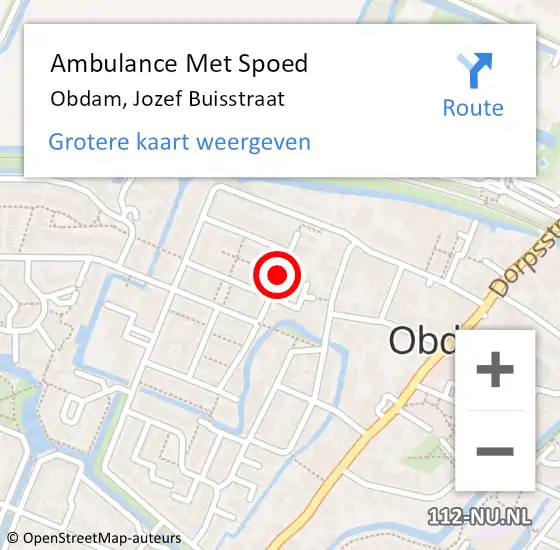 Locatie op kaart van de 112 melding: Ambulance Met Spoed Naar Obdam, Jozef Buisstraat op 27 april 2019 10:41