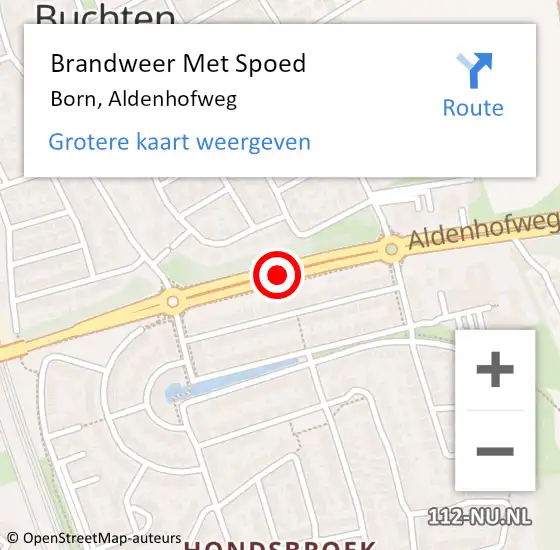 Locatie op kaart van de 112 melding: Brandweer Met Spoed Naar Born, Aldenhofweg op 27 april 2019 10:58