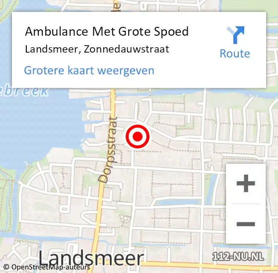 Locatie op kaart van de 112 melding: Ambulance Met Grote Spoed Naar Landsmeer, Zonnedauwstraat op 27 april 2019 11:12