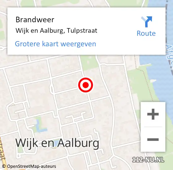 Locatie op kaart van de 112 melding: Brandweer Wijk en Aalburg, Tulpstraat op 27 april 2019 11:44