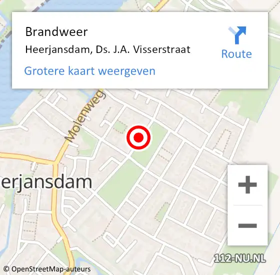 Locatie op kaart van de 112 melding: Brandweer Heerjansdam, Ds. J.A. Visserstraat op 27 april 2019 12:00